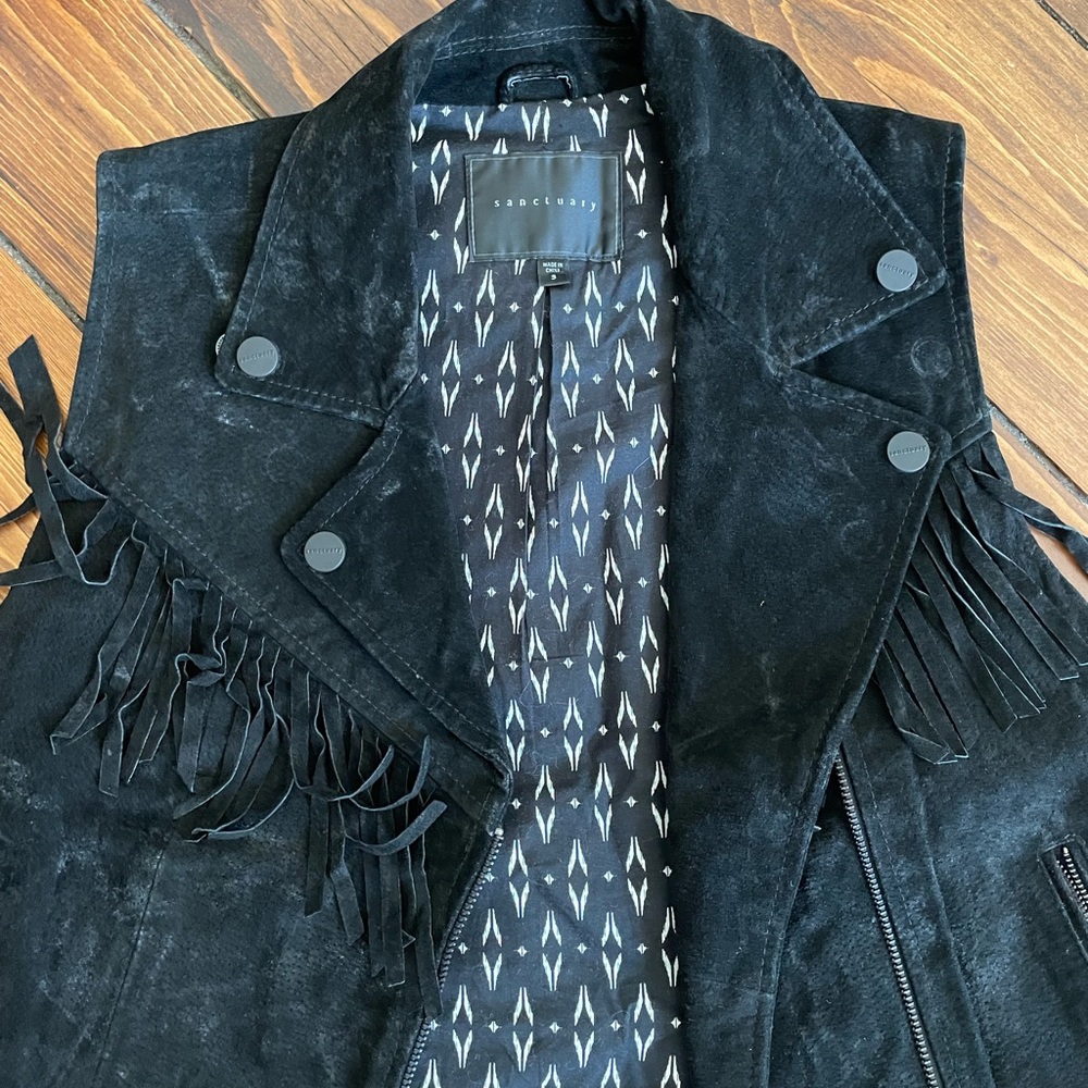 Sanctuary leather fringe vest